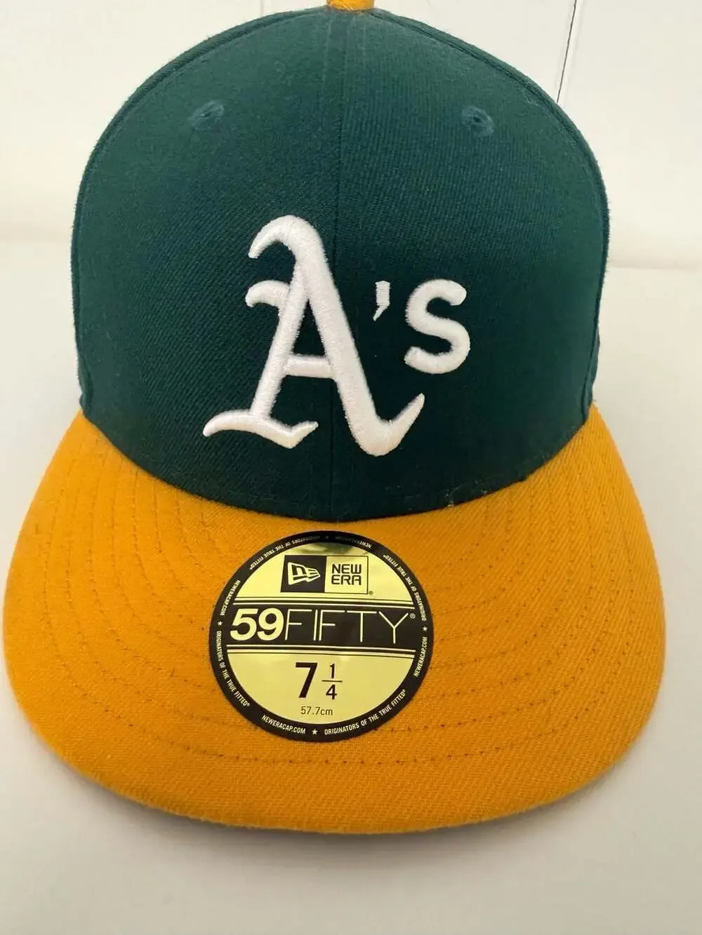 New Era 59FIFTY Oakland Athletics MLB Fitted Hat Size 7 1/4 Dark Green Gold